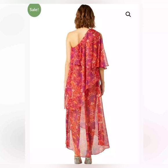 MISA Los Angeles MISA One-Shoulder Single Flutter Sleeve high low butterfly NEW - Picture 15 of 15